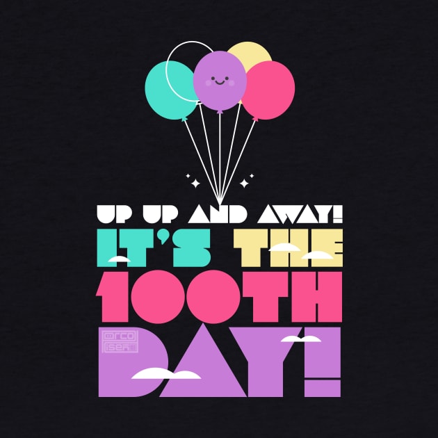 Cute Colorful Up and Away Balloon 100 Days of School by porcodiseno